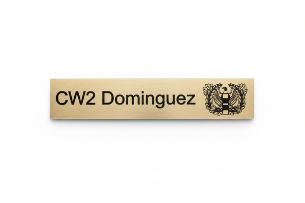 Custom Brushed Gold Aluminum Nameplate | Laser Engraved Door Sign | Office Plaque | Trophy Case Label | Personalized Placard | 11x3 Sign